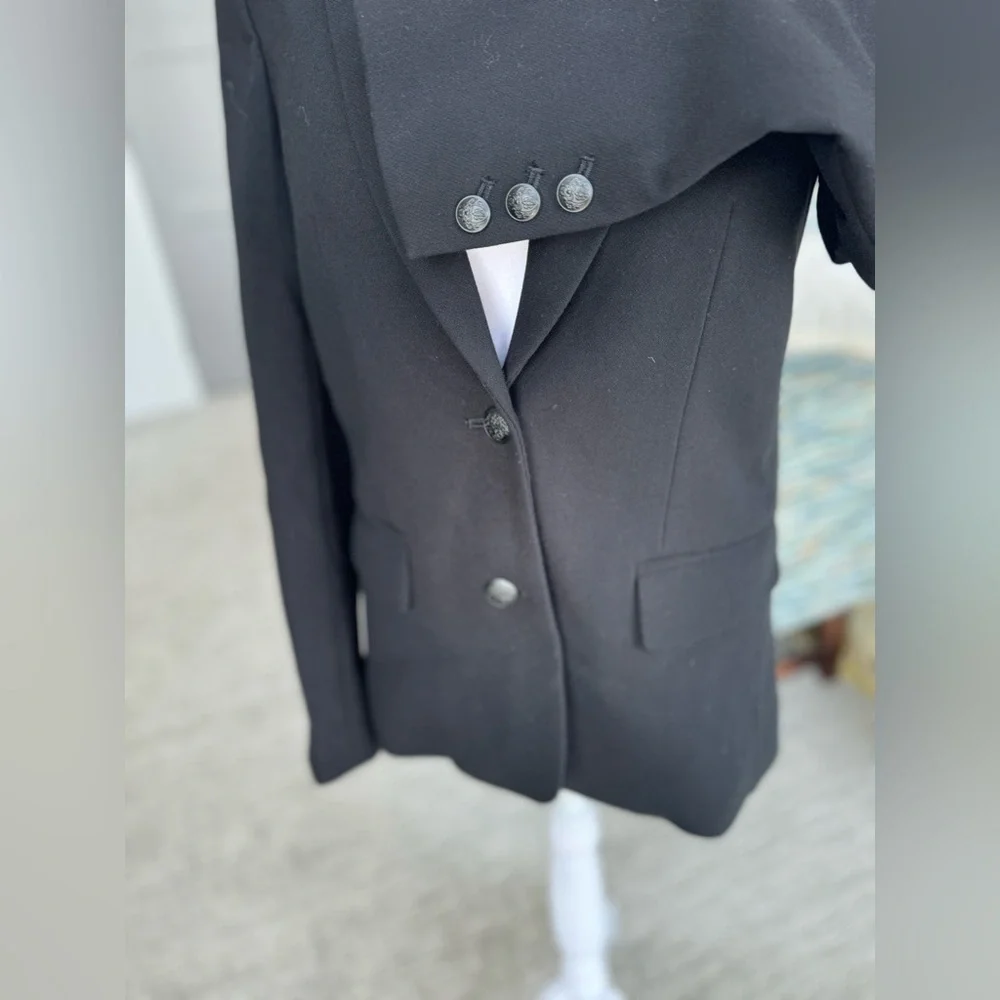J. Crew Black Button Tailored Blazer 2 Small Sport Coat Wool Blend Jacket pocket